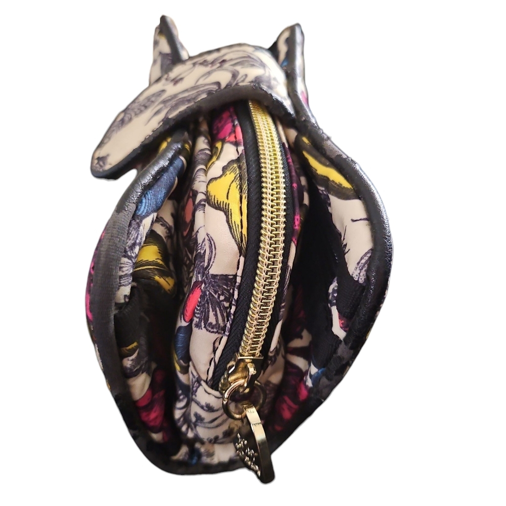 Betsey Johnson Floral Garden Moth Makeup Pouch With Detachable Mini Pouch - Picture 9 of 16